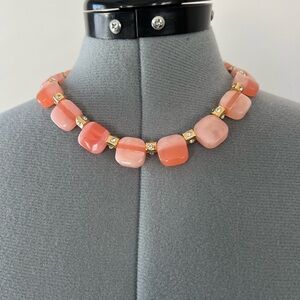 Elegant Coral Necklace with Gold Accents